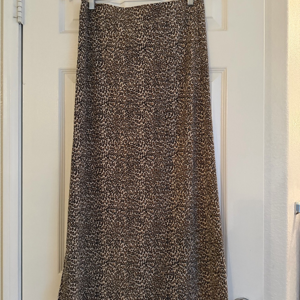 Leopard Print Maxi Skirt - Brown